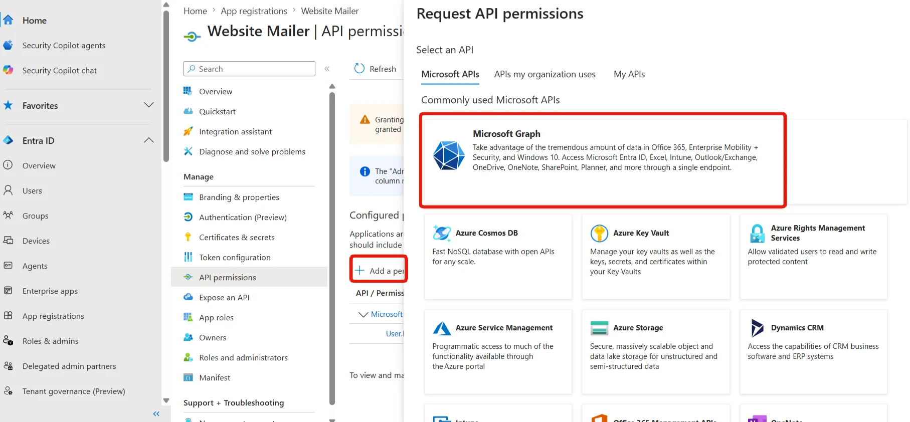  Select Microsoft Graph