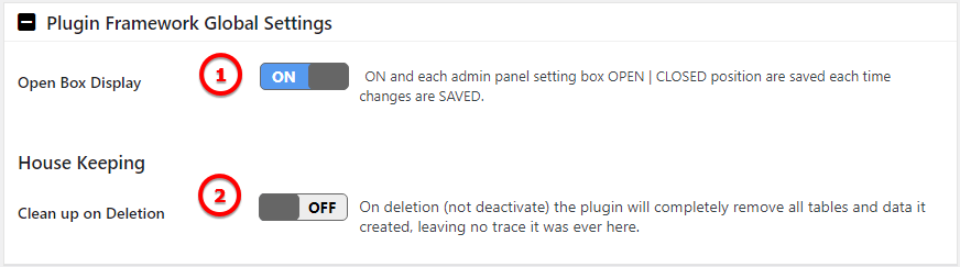 Plugin Framework Global Settings